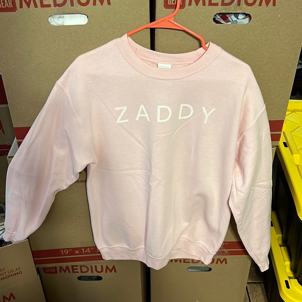 Mens ZADDY pink sweatshirt. Golden size medium